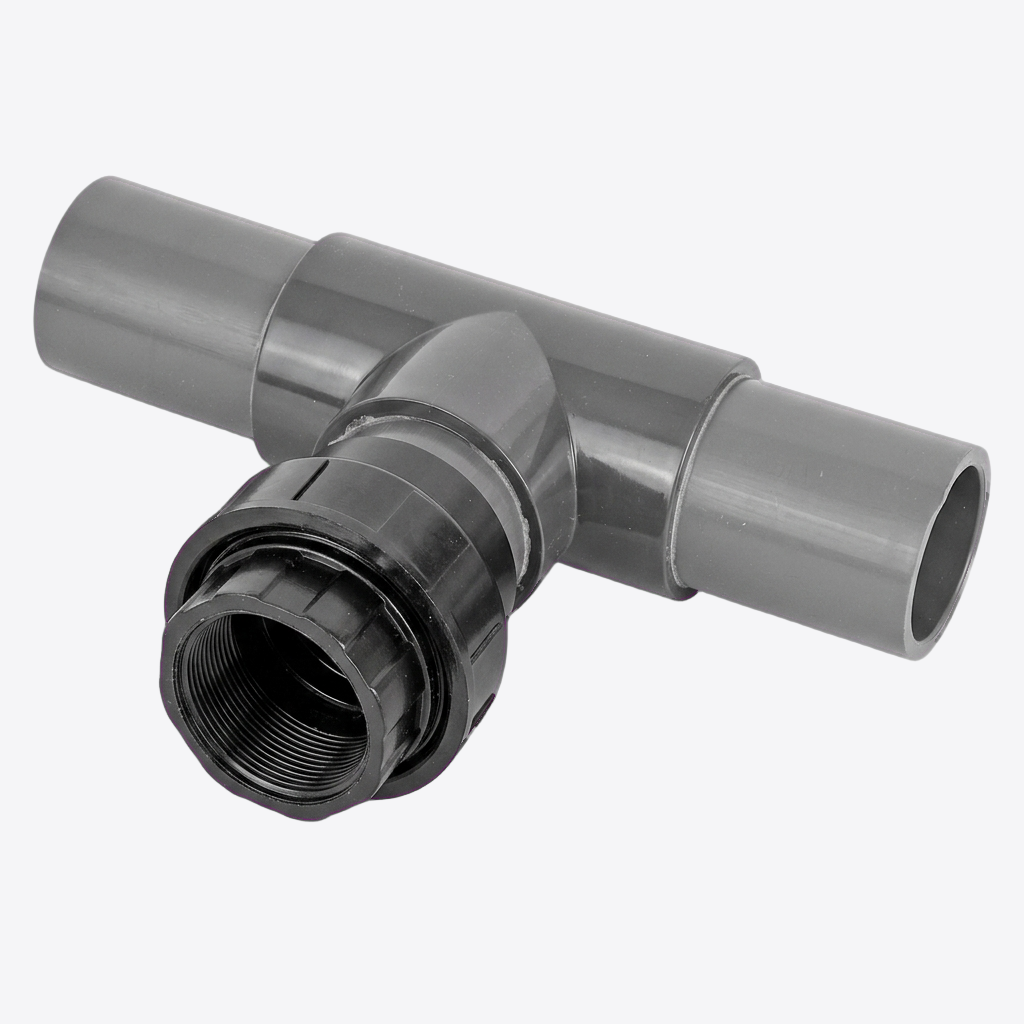 AquaKing T-Stück 90° – 2 × 50 mm Klebemuffe & 1 × 1½″ Innengewinde – Rohrfitting für Teich, Pool & Pumpenanschlüsse