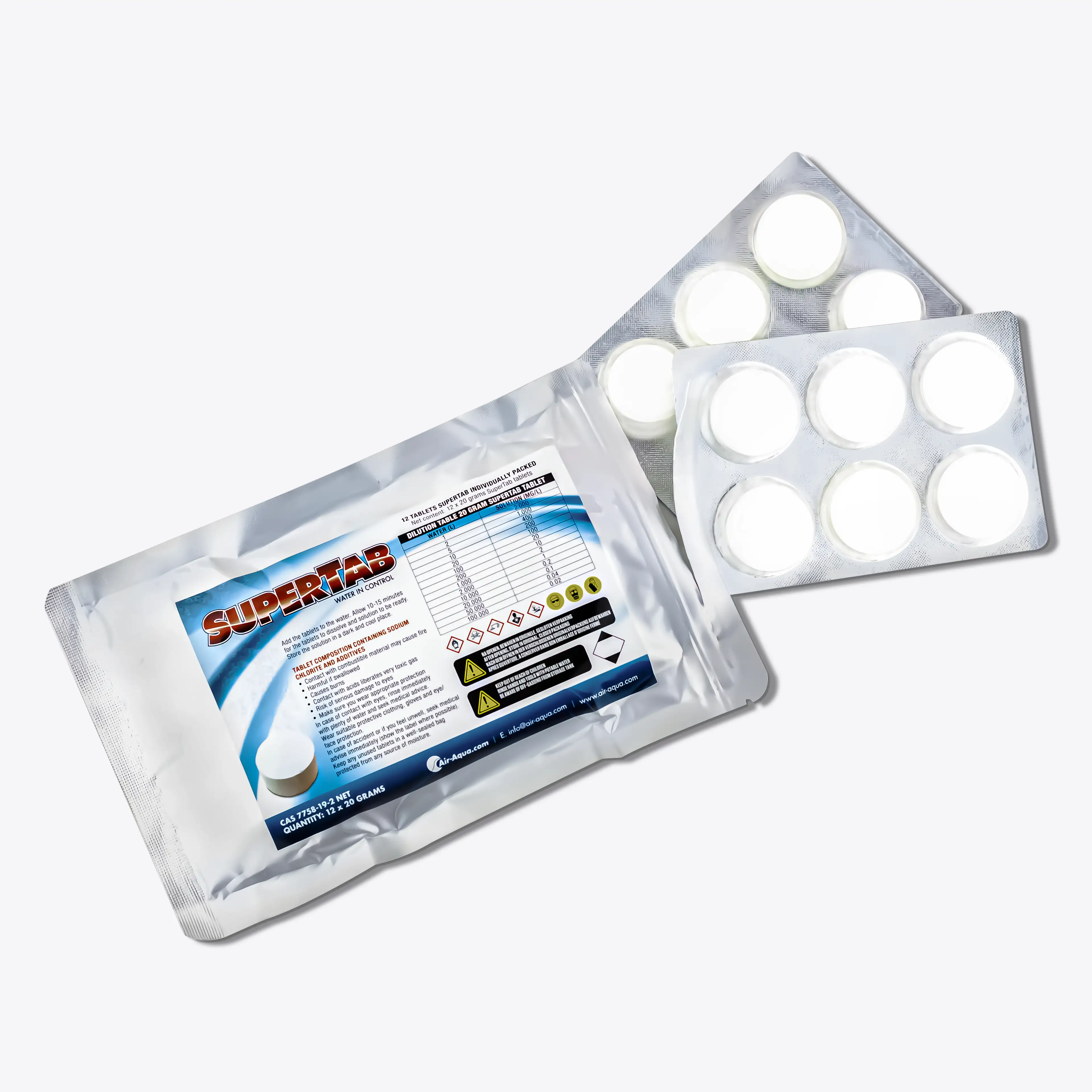 SuperTab Chlordioxid-Tabletten – Air-Aqua Teichpflege & Wasserdesinfektion – gegen bakterielle Infektionen bei Koi und anderen Fischen in Teichen und Schwimmteichen SuperTab Chlordioxid-Tabletten – Air-Aqua Teichpflege & Wasserdesinfektion – gegen bakterielle Infektionen bei Koi und anderen Fischen in Teichen und Schwimmteichen