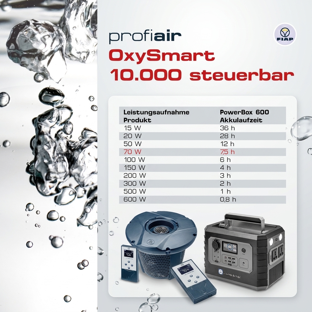 FIAP profiair OxySmart 10.000 – steuerbarer Teichbelüfter für Koi- & Gartenteiche