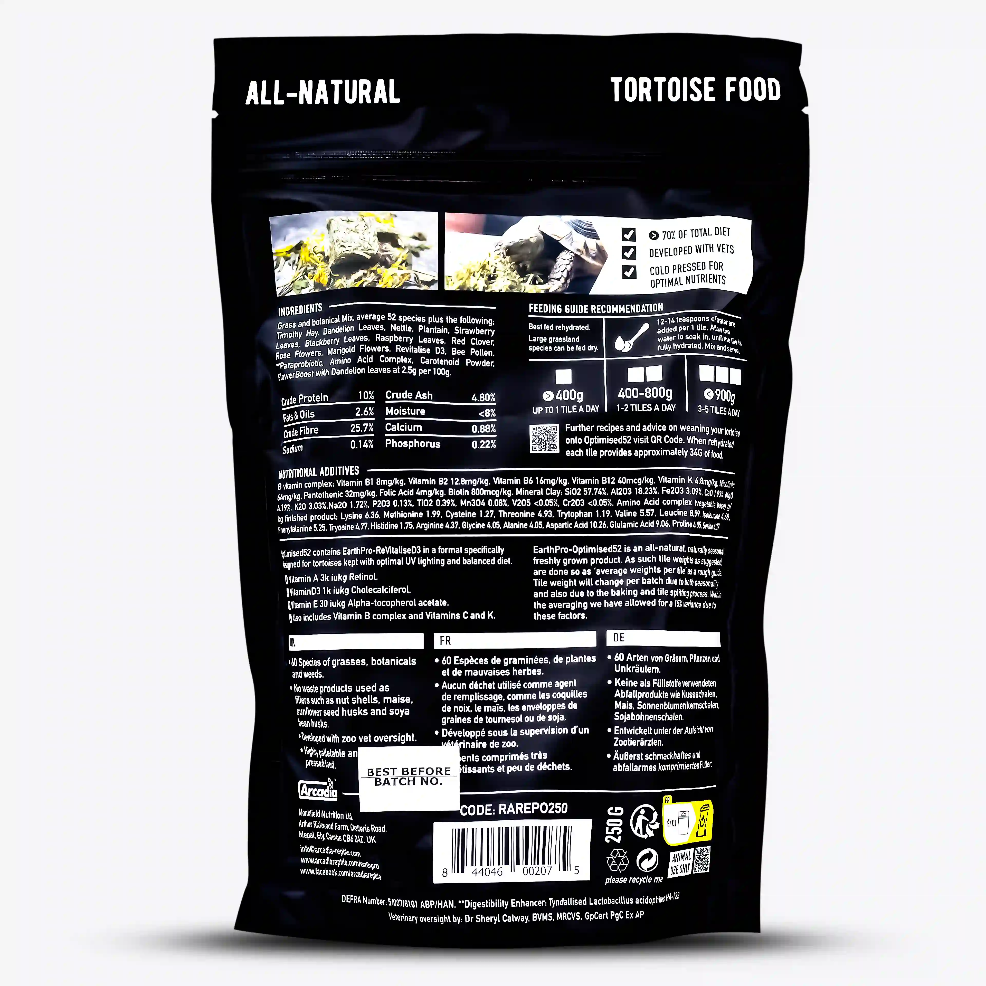 Arcadia EarthPro Optimised52 Tortoise Food Freshly Pressed – Frisch gepresstes Landschildkrötenfutter
