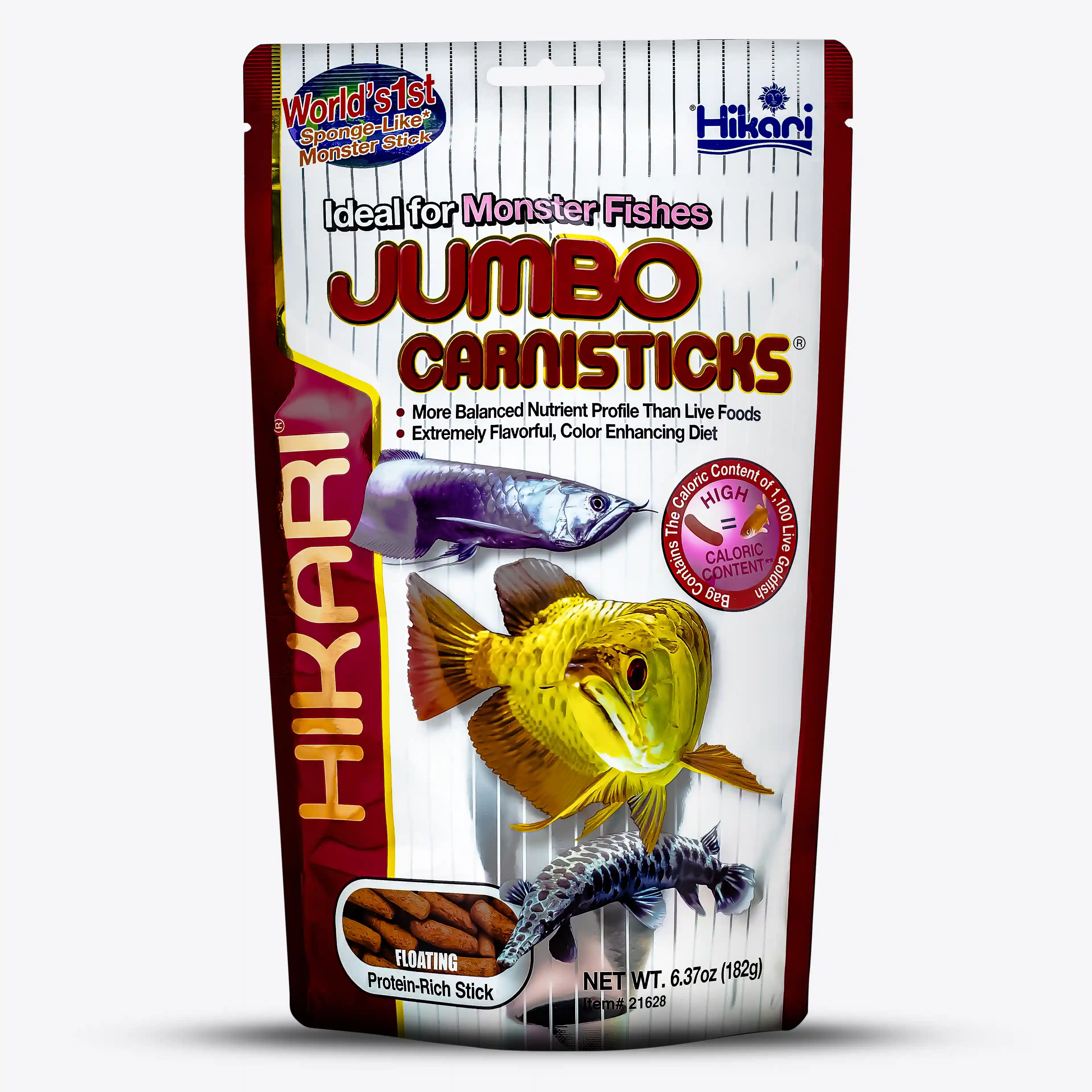 Hikari Jumbo Carnisticks Raubfischfutter, Jumbo Sticks 20 - 22 mm - Aquarienfutter für fleischfressende Fische, schwimmend