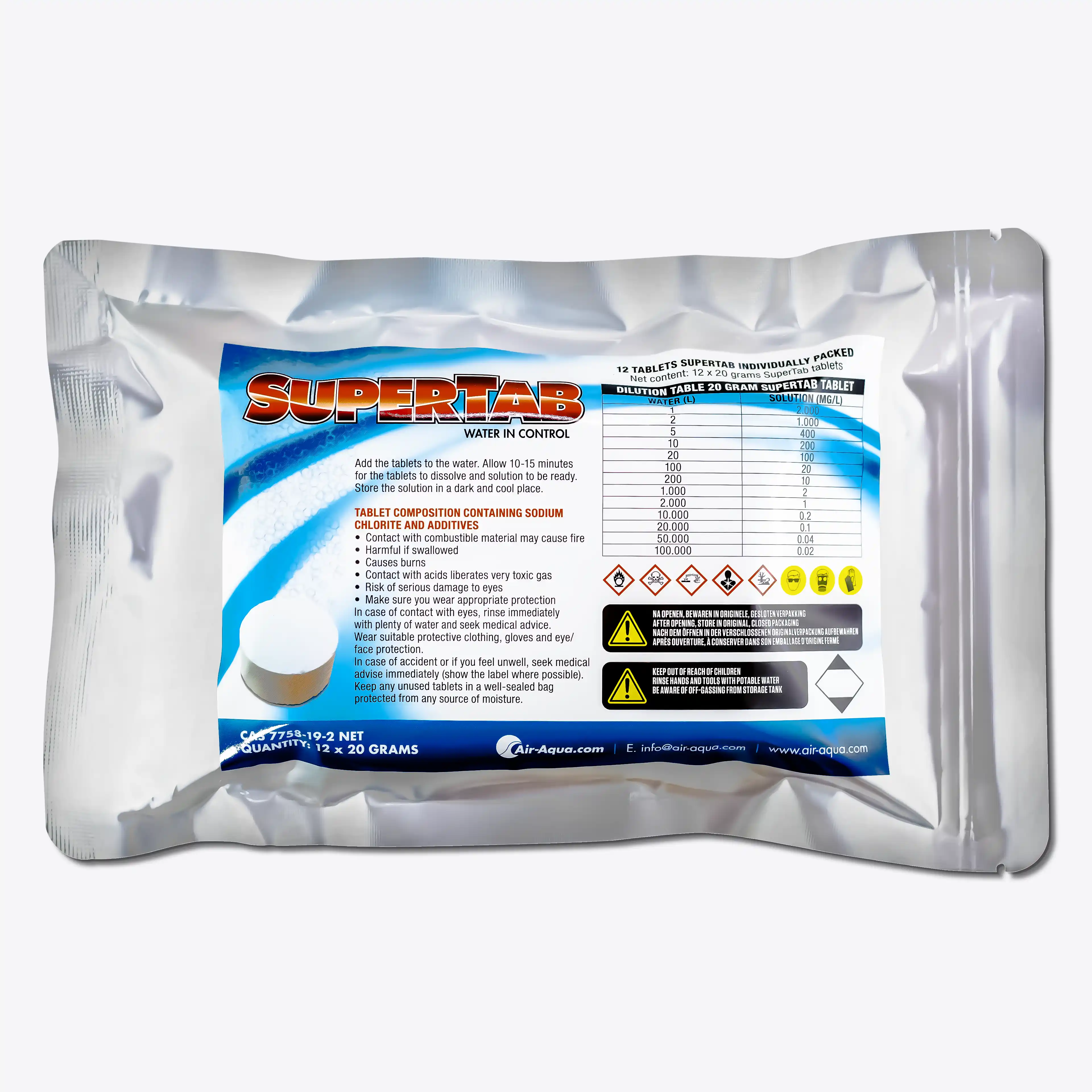 SuperTab Chlordioxid-Tabletten – Air-Aqua Teichpflege & Wasserdesinfektion – gegen bakterielle Infektionen bei Koi und anderen Fischen in Teichen und Schwimmteichen