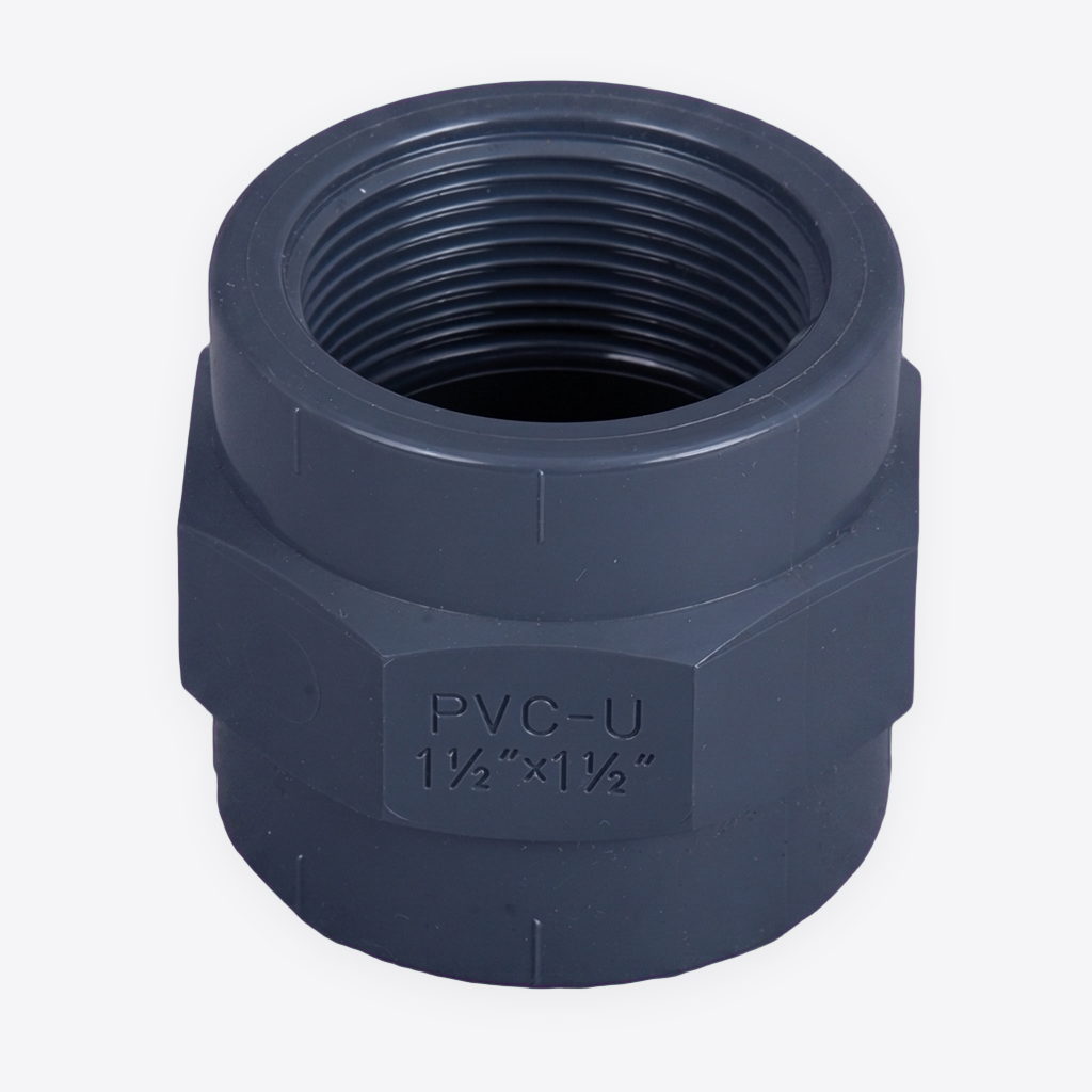 AquaKing PVC Gewindemuffe 1½″ IG × 1½″ IG – beidseitiges Innengewinde für Teichbau & Rohrleitungen