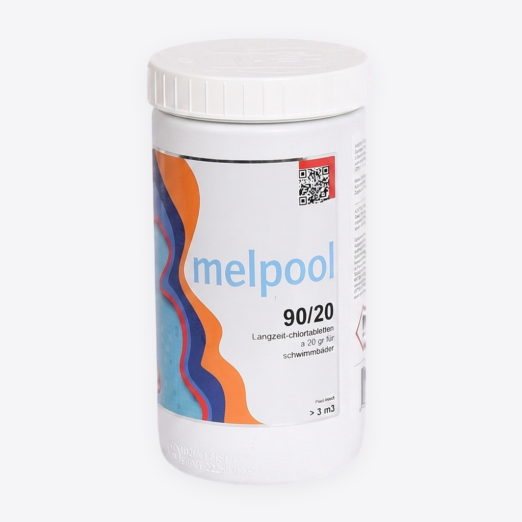 Melpool 90/20g langsam lösliche Chlortabletten 1kg Dose