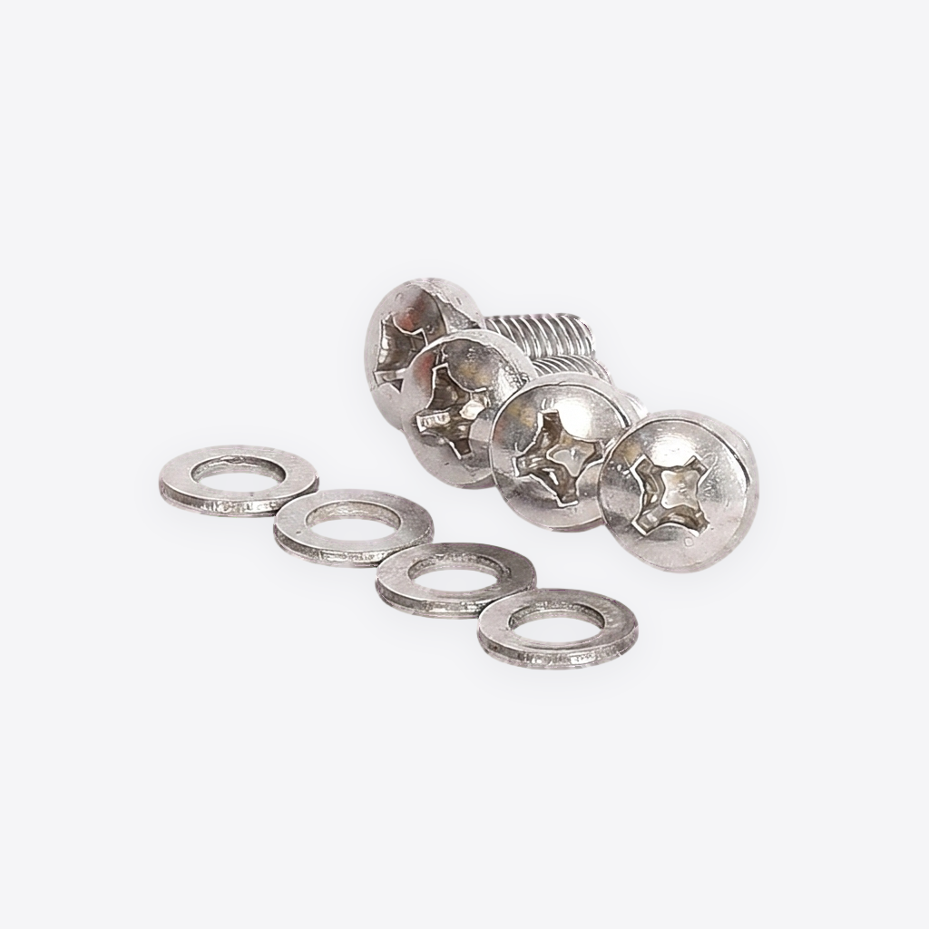 Kescher Edelstahl Set, 4 Edelstahlschrauben mit Edelstahlscheiben