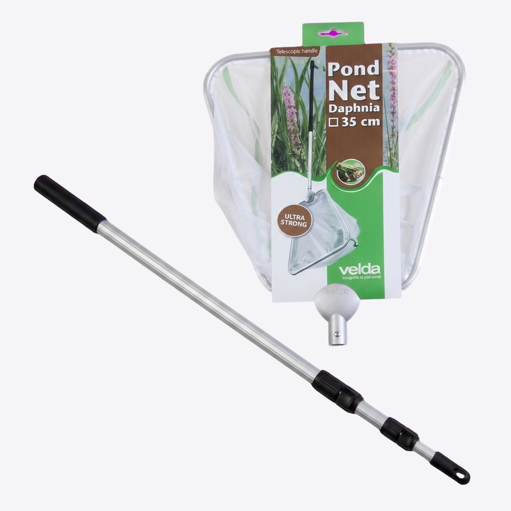Teichkescher 35 cm - eckig 0,5 mm Maschen inkl. Teleskopstiel 1,80 Meter