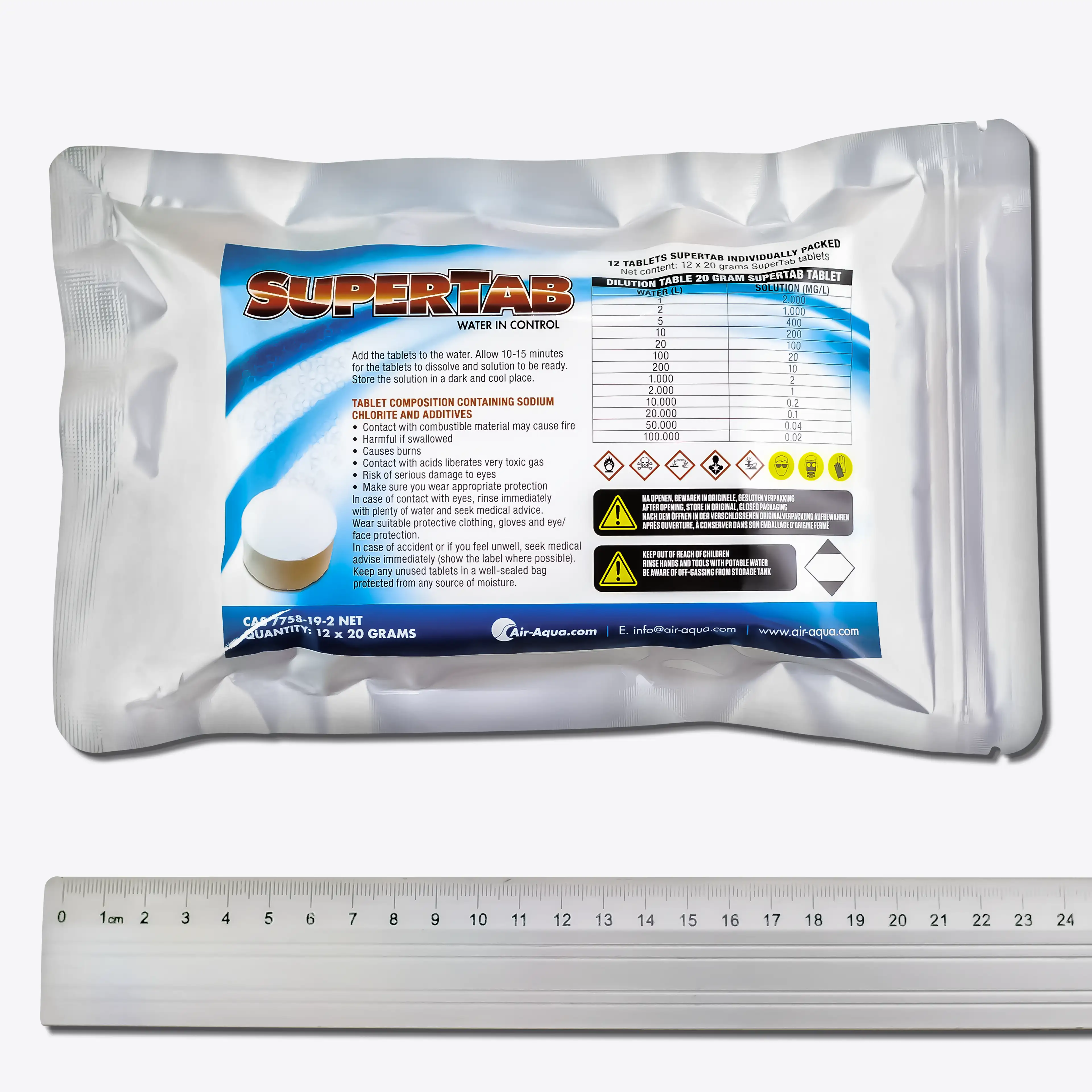 SuperTab Chlordioxid-Tabletten – Air-Aqua Teichpflege & Wasserdesinfektion – gegen bakterielle Infektionen bei Koi und anderen Fischen in Teichen und Schwimmteichen