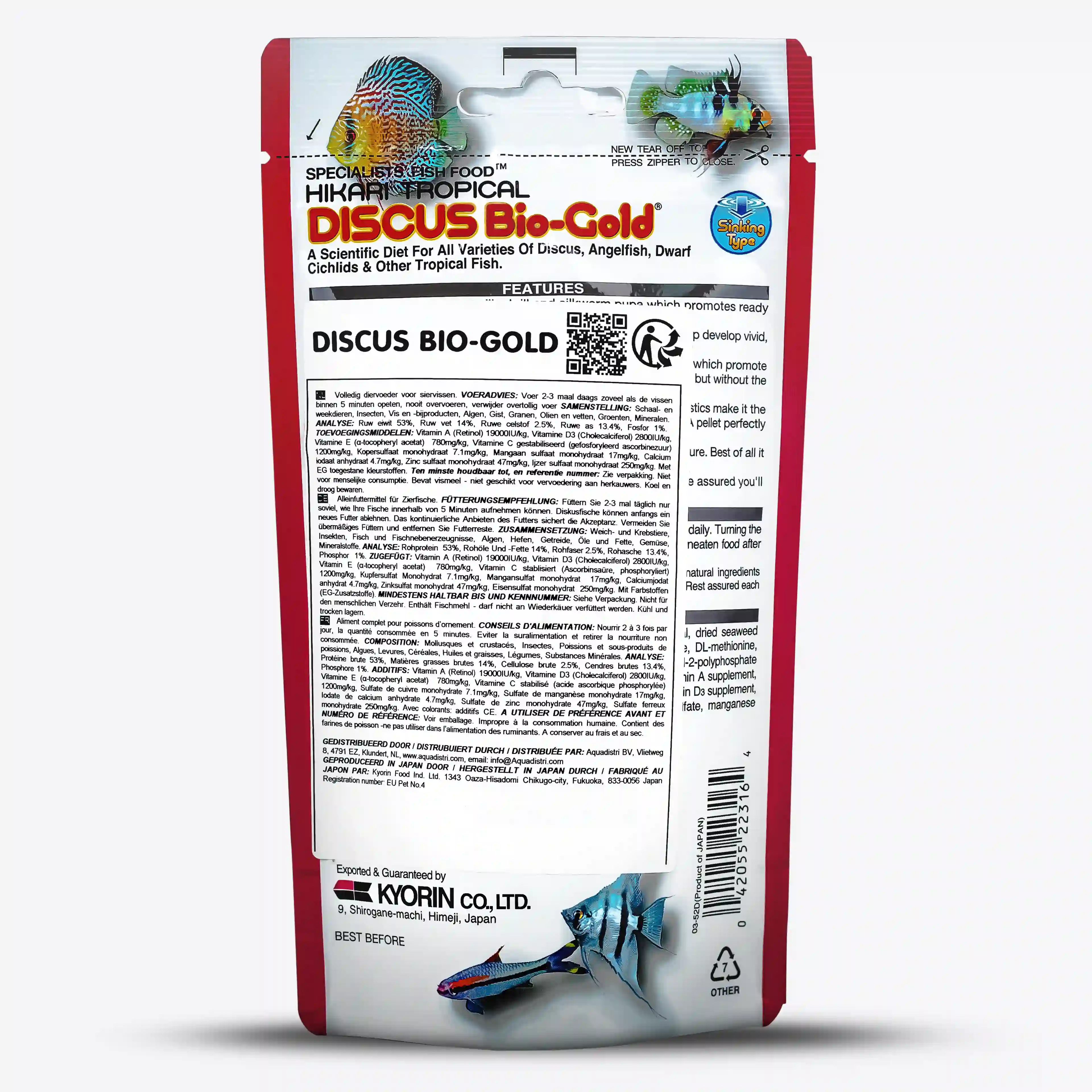 Hikari Discus Bio-Gold Diskusfutter - Aquarienfutter für Diskusfische, langsam sinkend