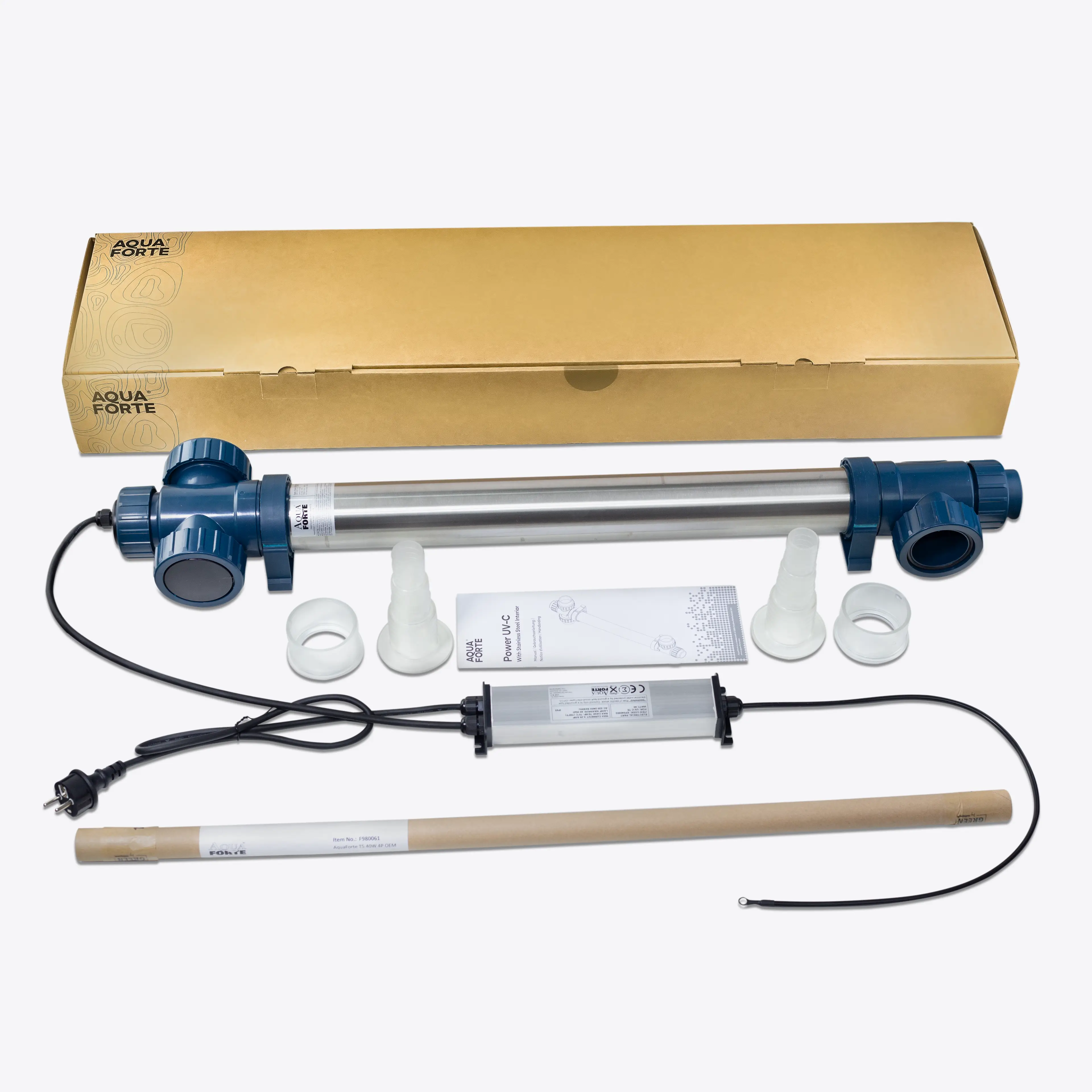 AquaForte Power UVC Plus Teichklärer 40 Watt / 75 Watt T5 – Profi UV-C Klärer für Koiteich & Gartenteich mit Edelstahlgehäuse gegen Schwebealgen & grünes Wasser