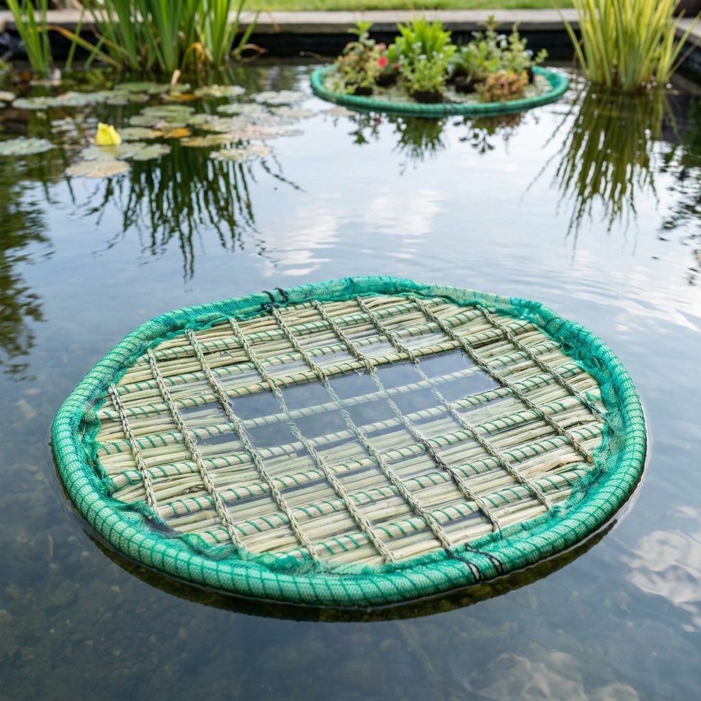 Schwimmende Pflanzeninseln ohne Pflanzen