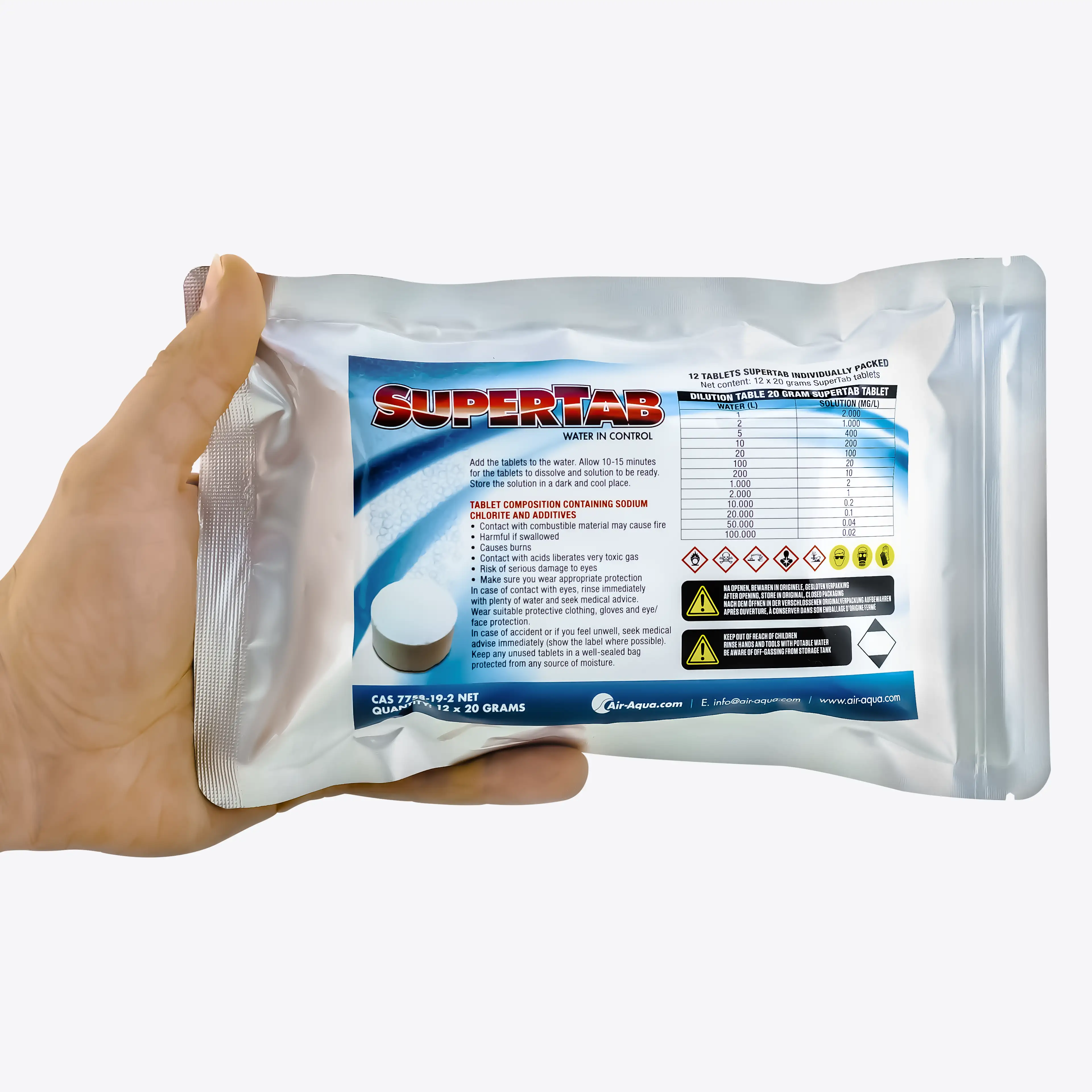SuperTab Chlordioxid-Tabletten – Air-Aqua Teichpflege & Wasserdesinfektion – gegen bakterielle Infektionen bei Koi und anderen Fischen in Teichen und Schwimmteichen