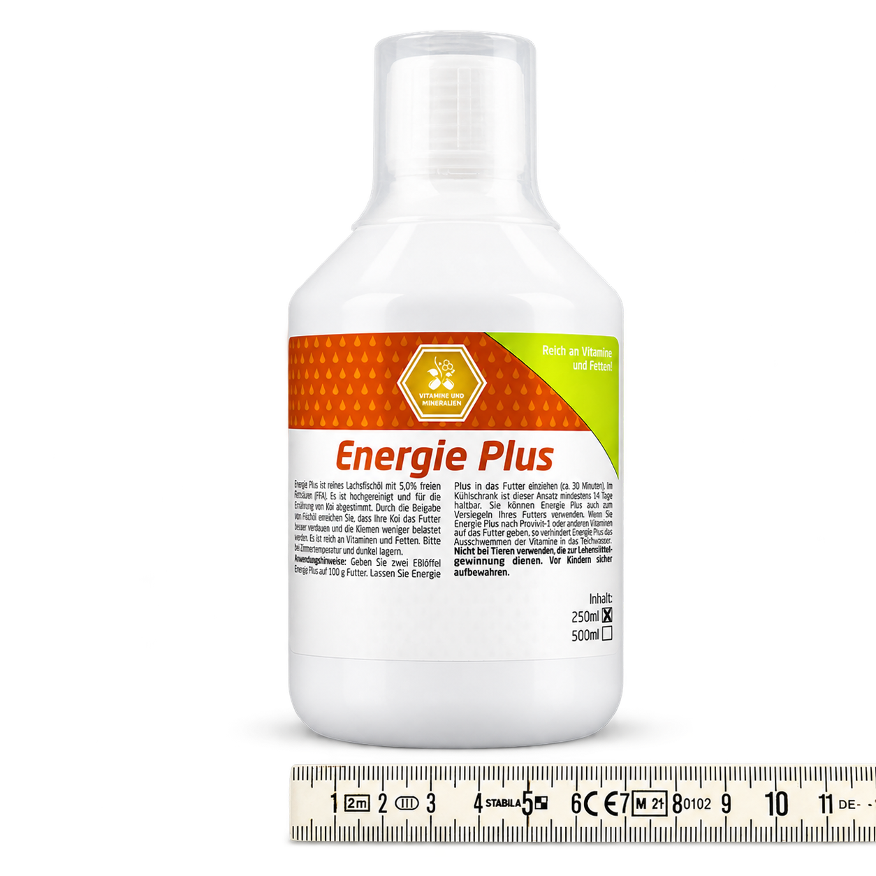 Energie Plus 250 ml – Lachsöl & Fischöl für Koi, Vitamine & Fette, Futterzusatz für Koifutter