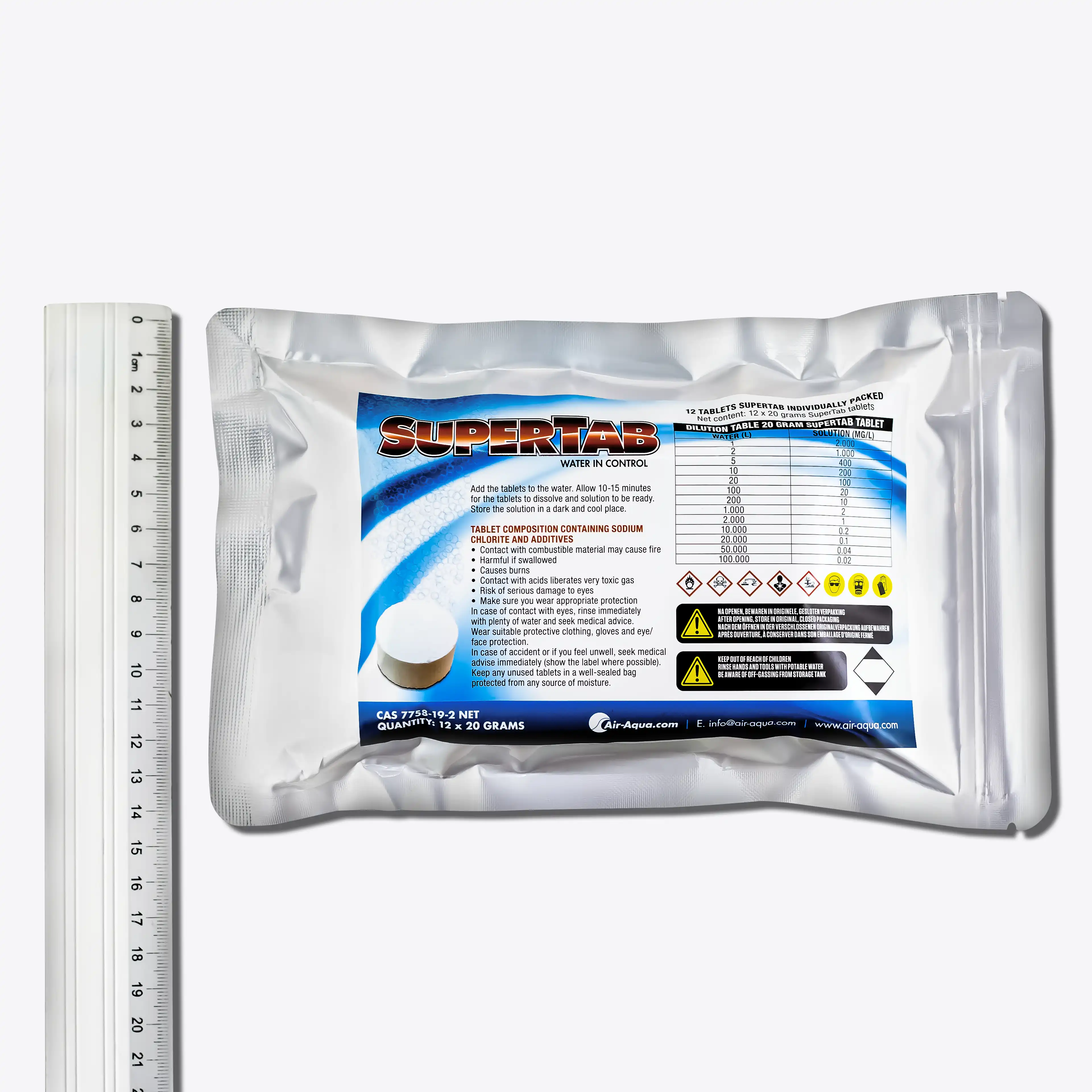 SuperTab Chlordioxid-Tabletten – Air-Aqua Teichpflege & Wasserdesinfektion – gegen bakterielle Infektionen bei Koi und anderen Fischen in Teichen und Schwimmteichen