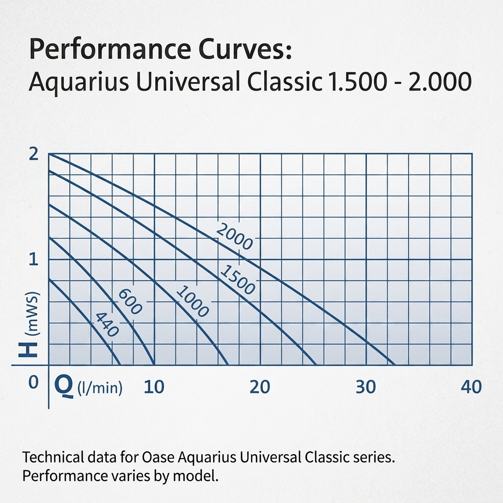 OASE Aquarius Universal Classic Brunnenpumpe – 1.500 & 2.000 l/h – Wasserspielpumpe für Quellsteine, Statuen & Dekobrunnen