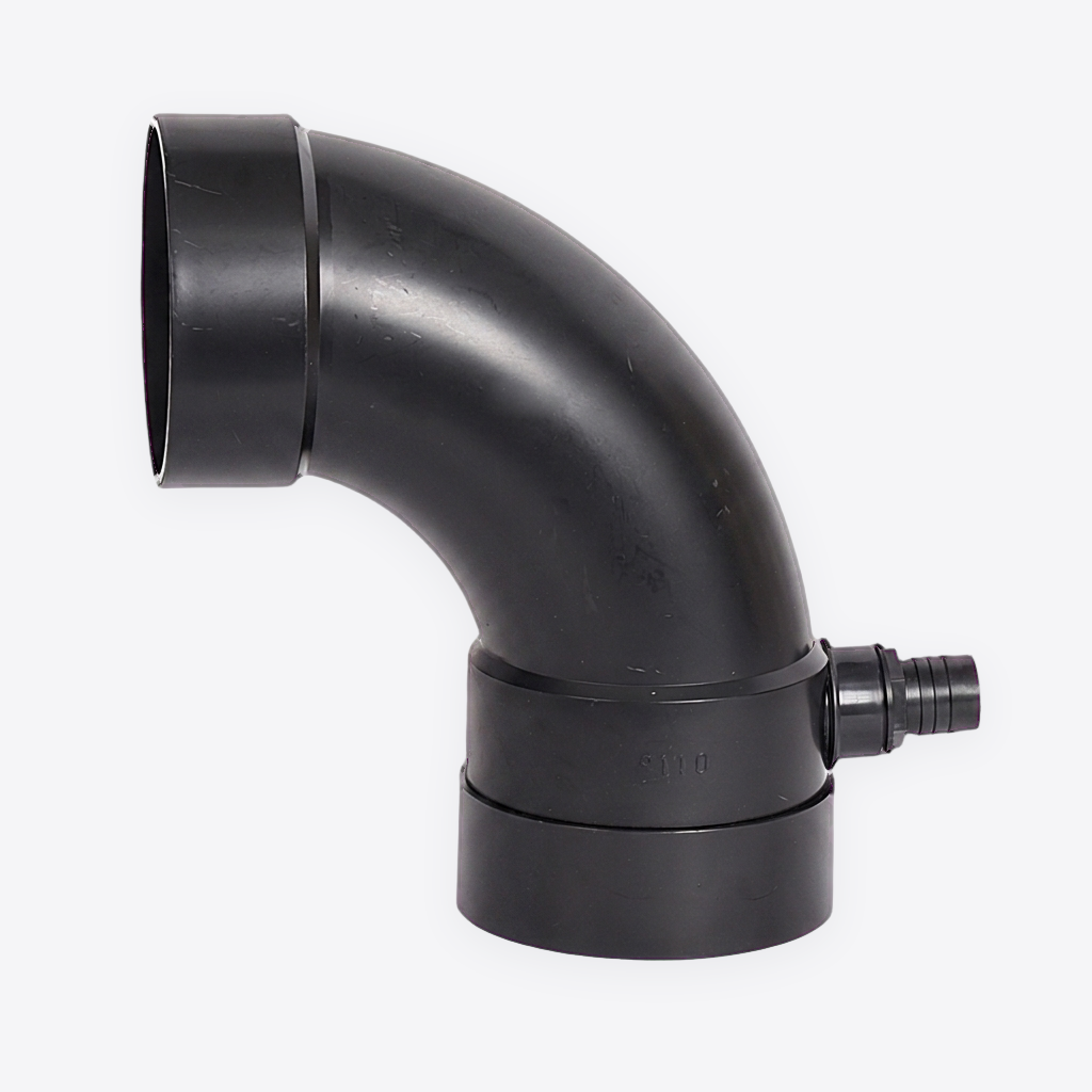 Bogen 90°, 110 mm inkl. Entlüftungstülle 25 mm
