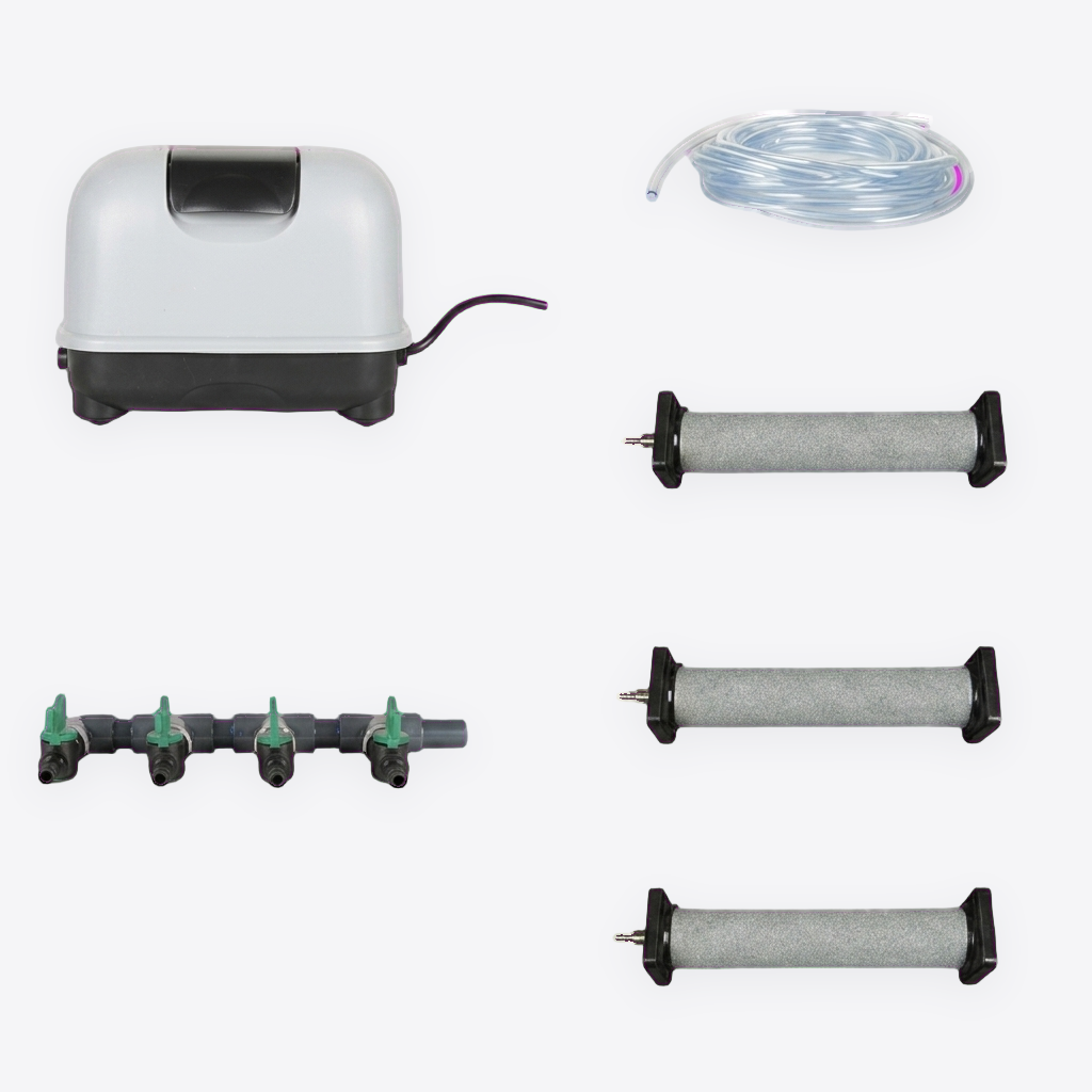 Dong Yang 40 Teichbelüfter-Set – Luftpumpe mit Ausströmern, Luftverteiler & Schlauch
