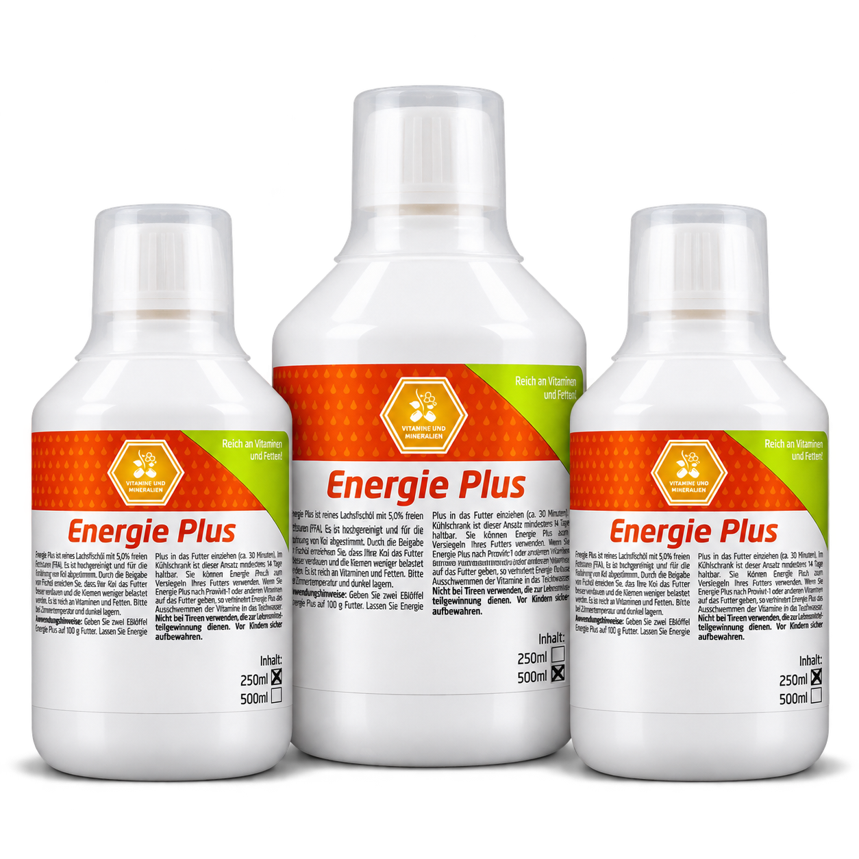 Energie Plus 250 ml – Lachsöl & Fischöl für Koi, Vitamine & Fette, Futterzusatz für Koifutter