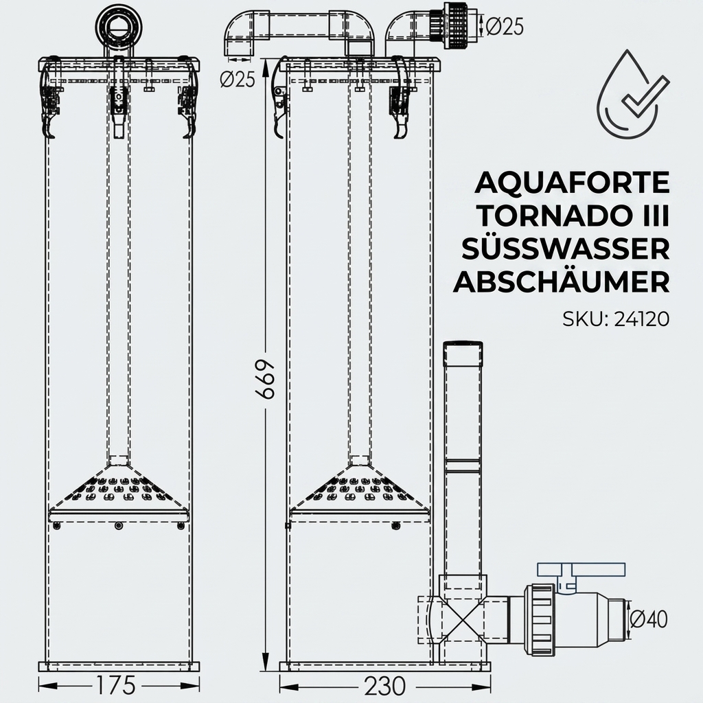 Aquaforte Tornado III Süsswasser Abschäumer